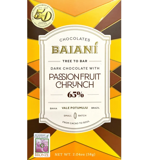 Baiani - Dark Chocolate 65% with Passion Fruit Crunch | Bean to Bite